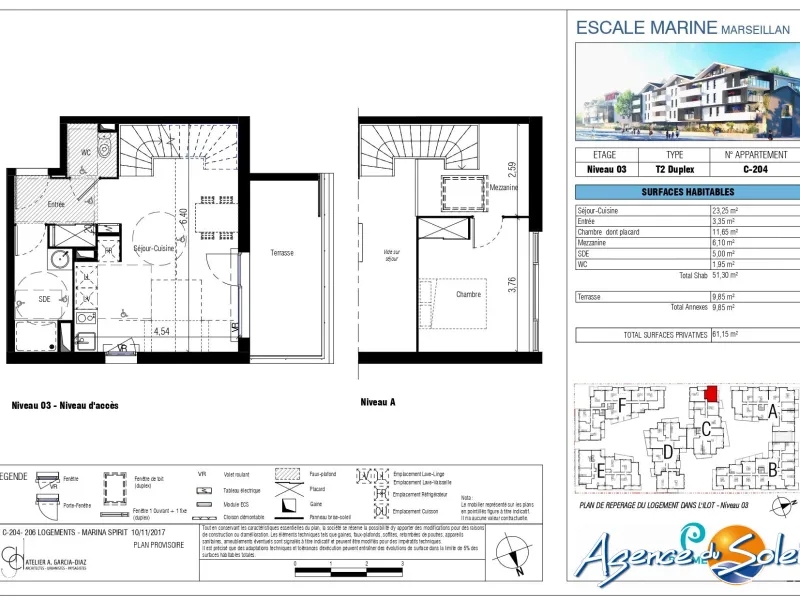 Appartement à louer à Marseillan - 54 m2