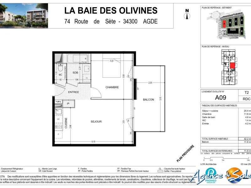 Appartement à louer à Agde - 42 m2